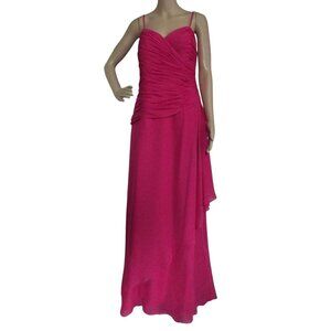 Dress Maxi Sz 12 Dark Azalea Pink Strapless Straps Ruched long Formal Chiffon L